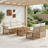 vidaXL Garden Bench Set 6 pcs Black and Dark Grey poly rattan
