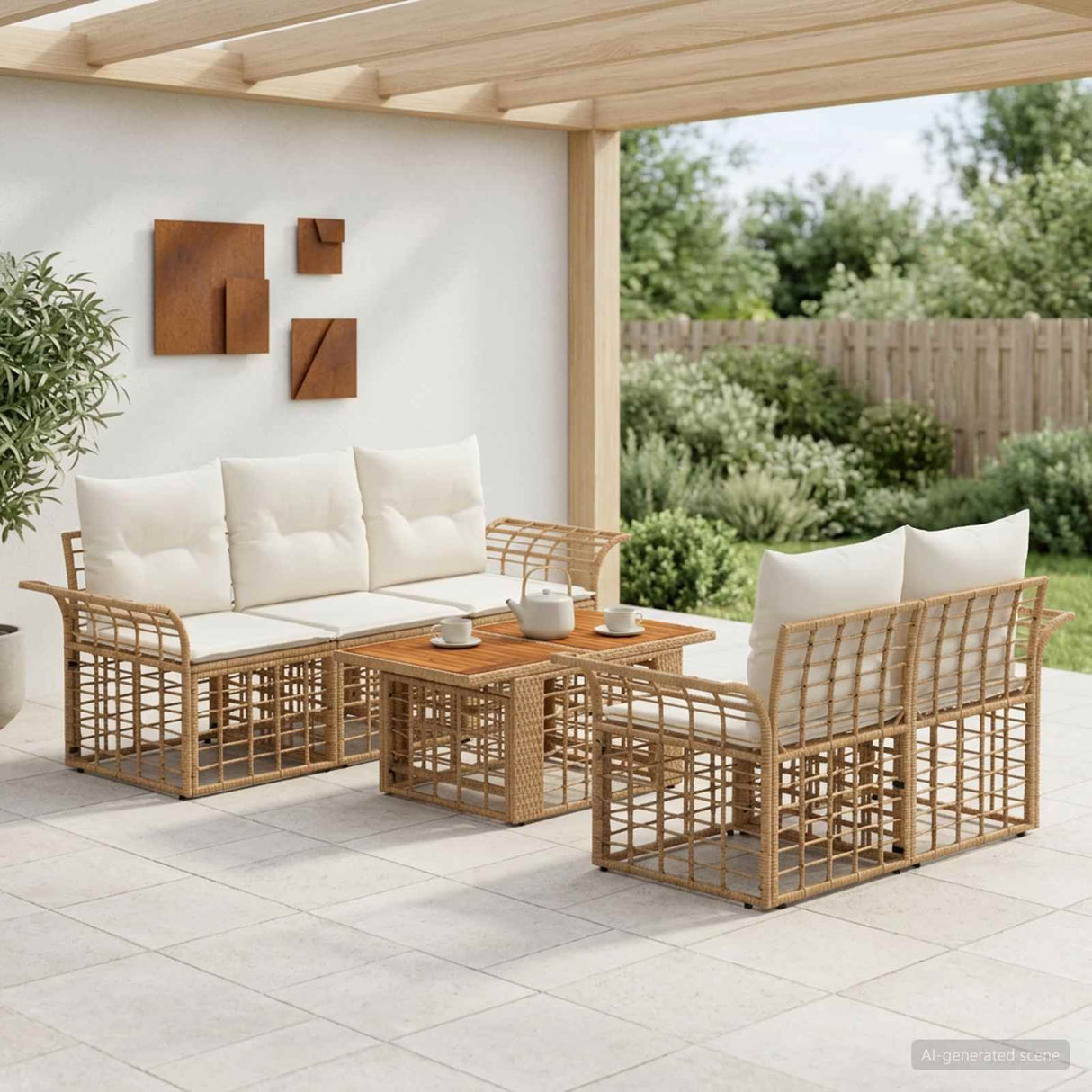 vidaXL Garden Bench Set 6 pcs Black and Dark Grey poly rattan