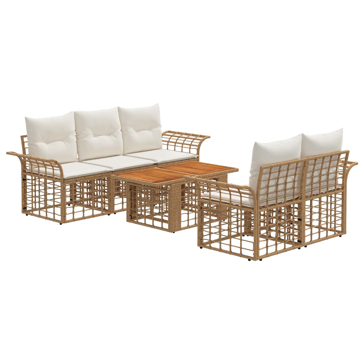 vidaXL Garden Bench Set 6 pcs Black and Dark Grey poly rattan