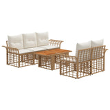 vidaXL Garden Bench Set 6 pcs Black and Dark Grey poly rattan