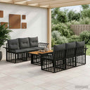 vidaXL Tuinbank Set 7 st Zwart en Donkergrijs poly rattan