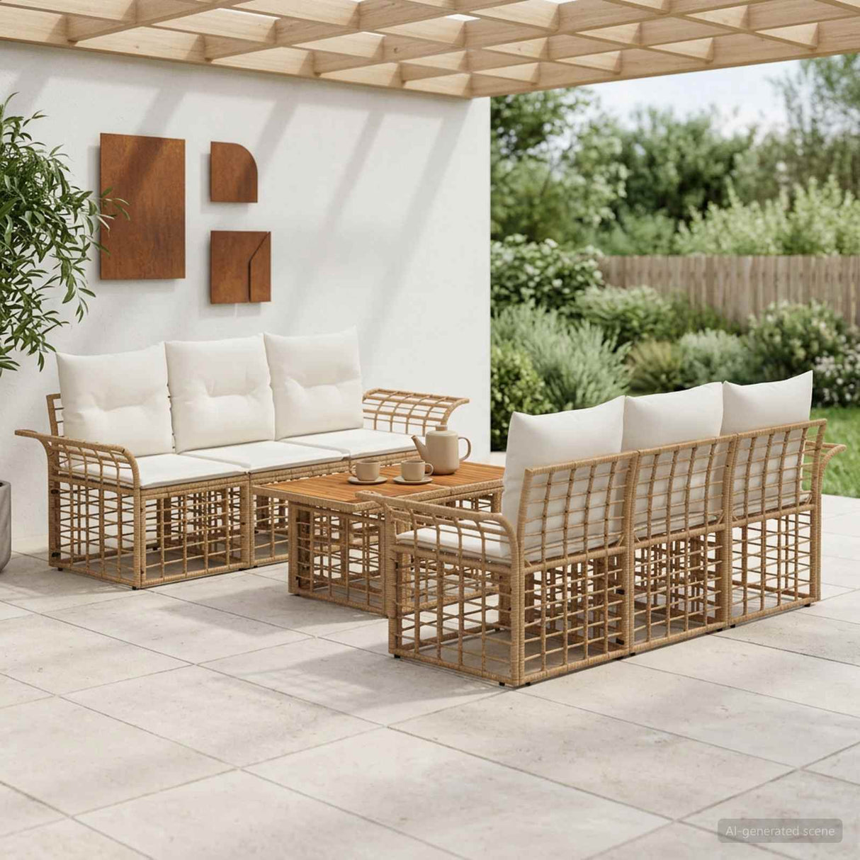 vidaXL Tuinbank Set 7 st Zwart en Donkergrijs poly rattan