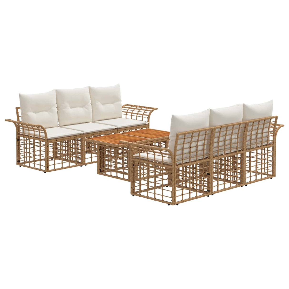 vidaXL Tuinbank Set 7 st Zwart en Donkergrijs poly rattan