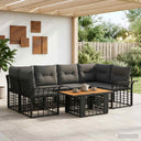 vidaXL Tuinbank Set 7 st Zwart en Donkergrijs poly rattan