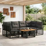 vidaXL Tuinbank Set 7 st Zwart en Donkergrijs poly rattan