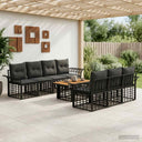 vidaXL Tuinbank Set 8 st Zwart en Donkergrijs poly rattan
