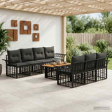 vidaXL Tuinbank Set 8 st Zwart en Donkergrijs poly rattan