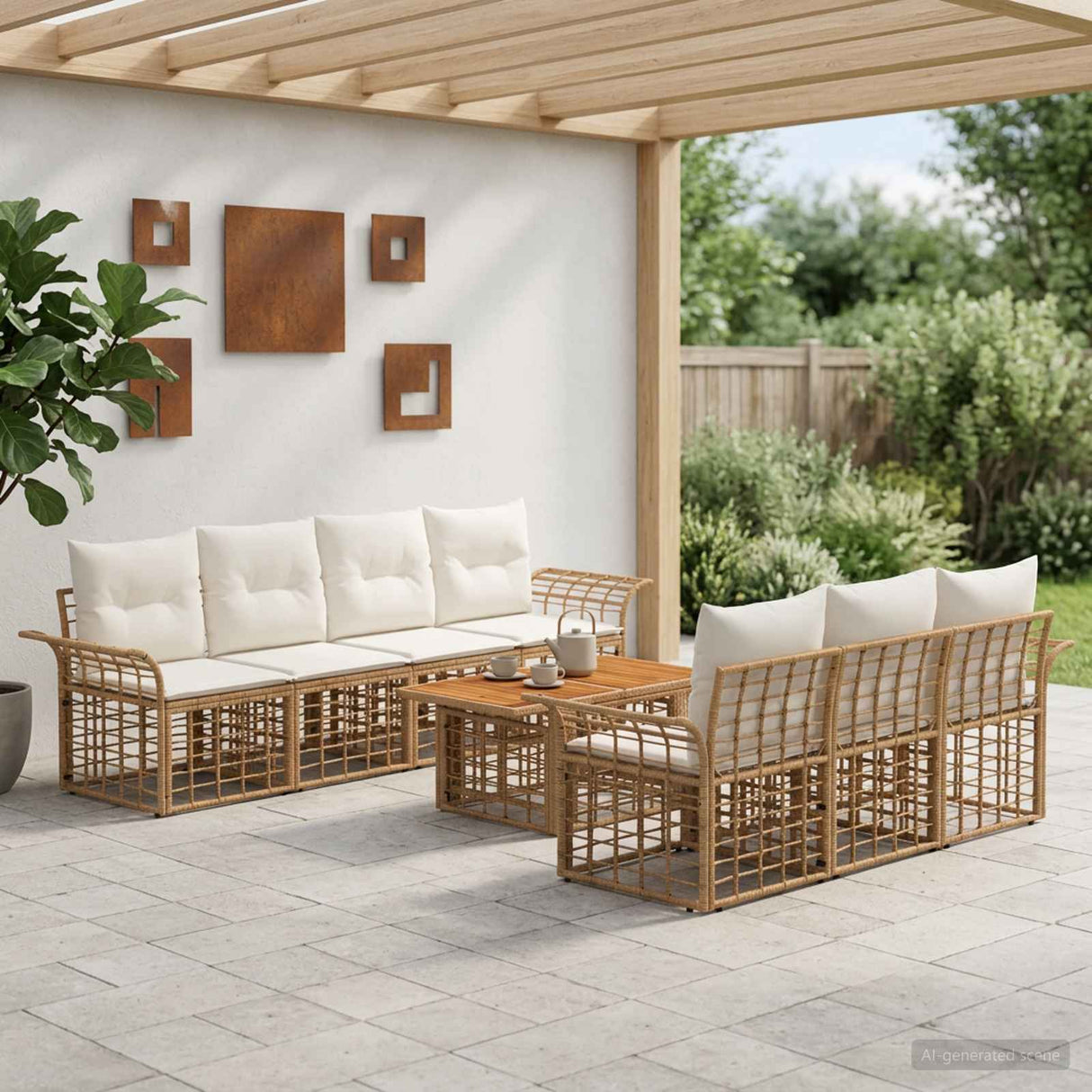 vidaXL Tuinbank Set 8 st Zwart en Donkergrijs poly rattan
