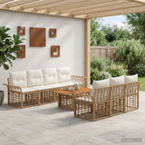 vidaXL Tuinbank Set 8 st Zwart en Donkergrijs poly rattan