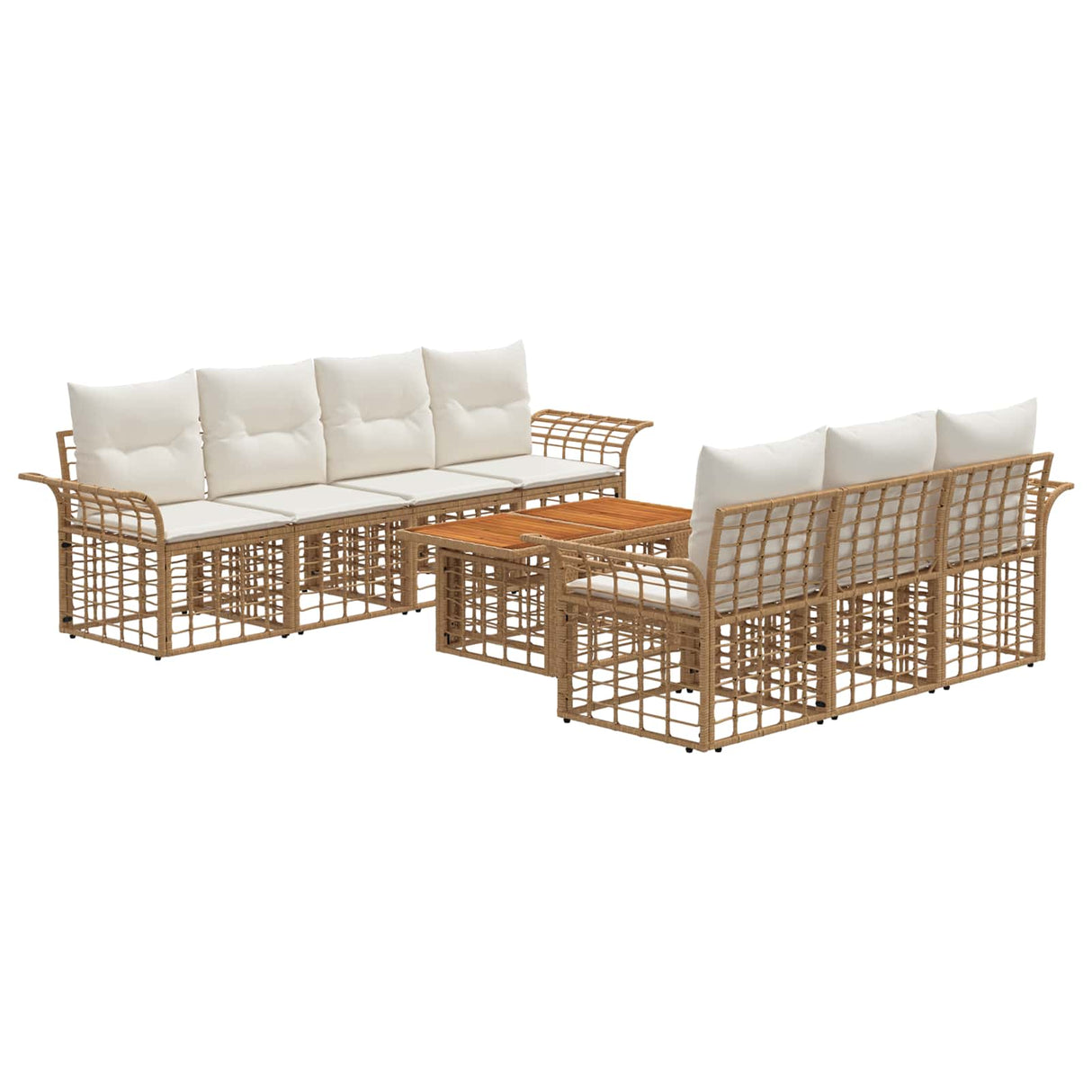 vidaXL Tuinbank Set 8 st Zwart en Donkergrijs poly rattan