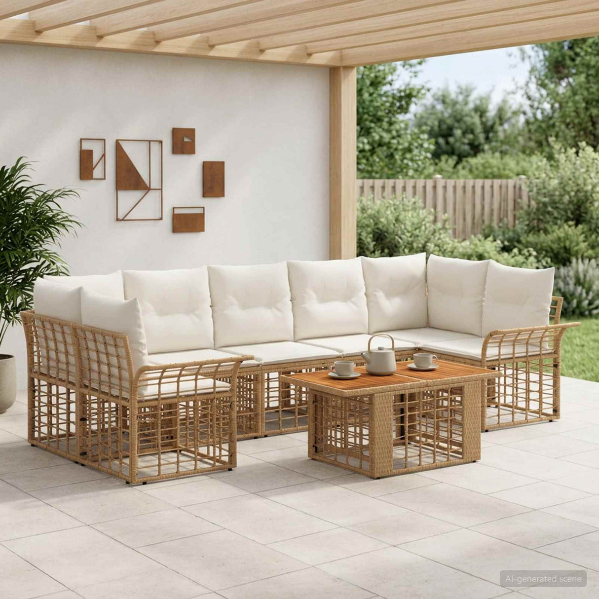 vidaXL Tuinbank Set 8 st Zwart en Donkergrijs poly rattan