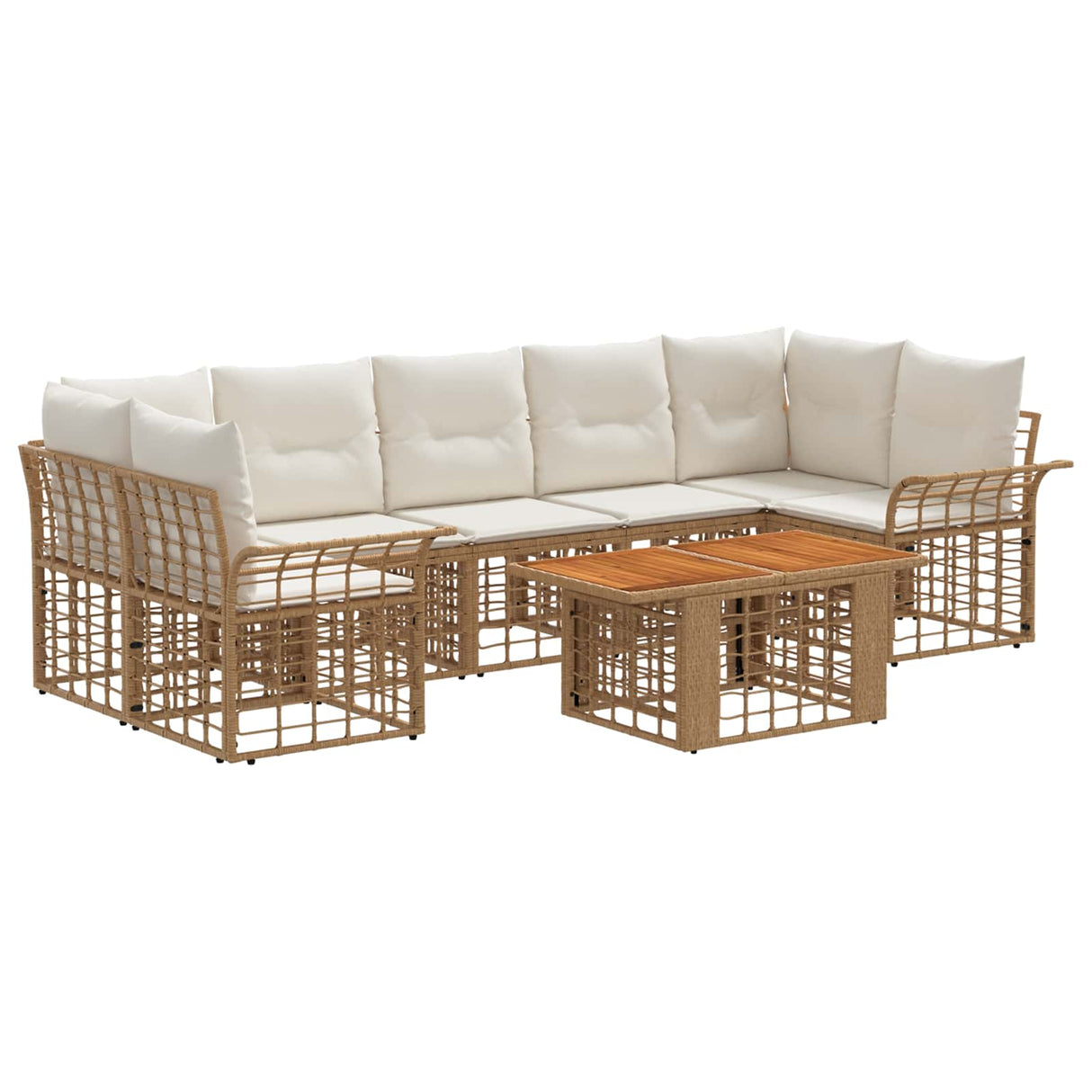 vidaXL Tuinbank Set 8 st Zwart en Donkergrijs poly rattan