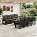 vidaXL Tuinbank Set 9 st Zwart en Donkergrijs poly rattan