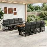 vidaXL Tuinbank Set 9 st Zwart en Donkergrijs poly rattan
