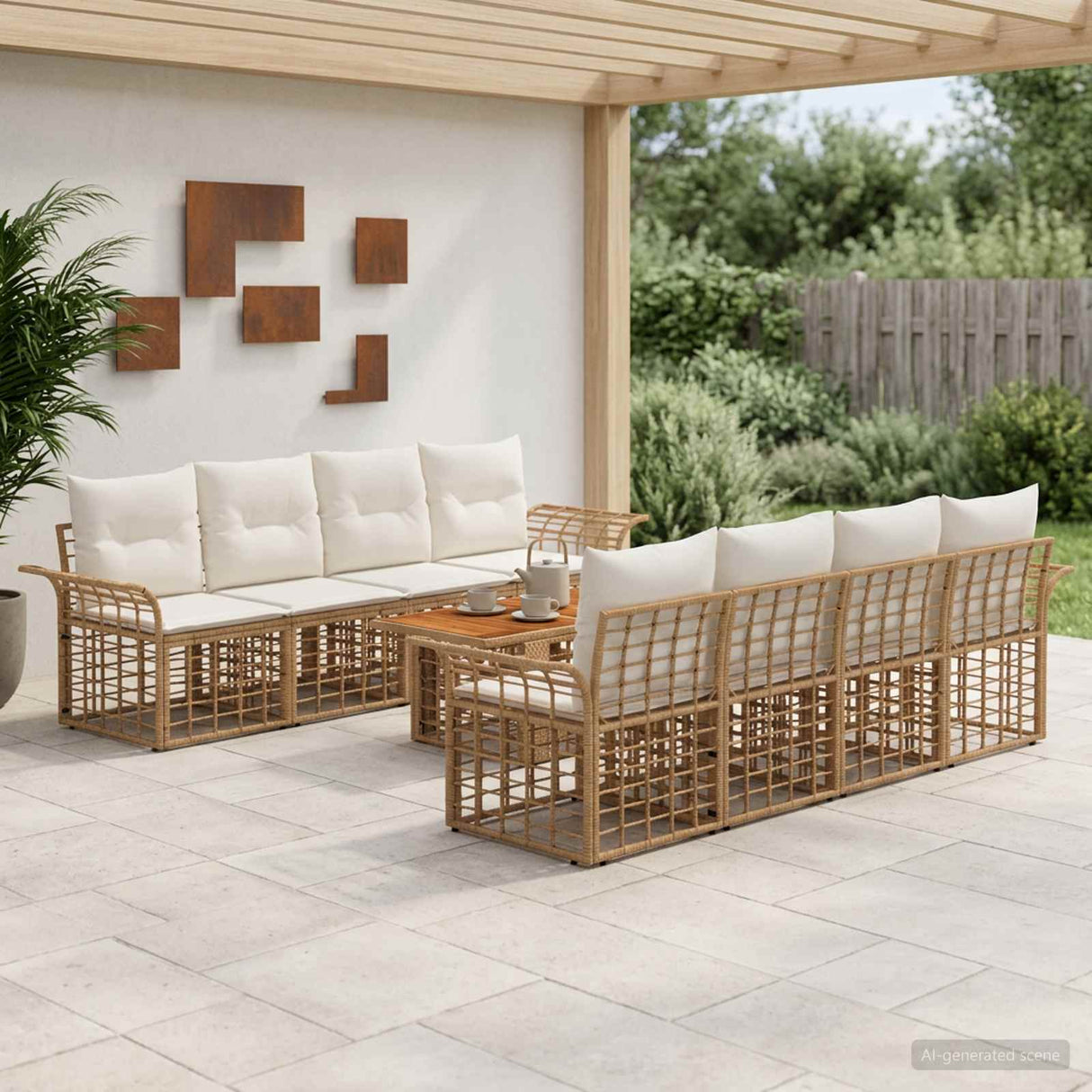 vidaXL Tuinbank Set 9 st Zwart en Donkergrijs poly rattan