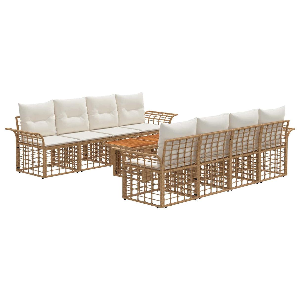 vidaXL Tuinbank Set 9 st Zwart en Donkergrijs poly rattan