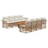 vidaXL Tuinbank Set 9 st Zwart en Donkergrijs poly rattan