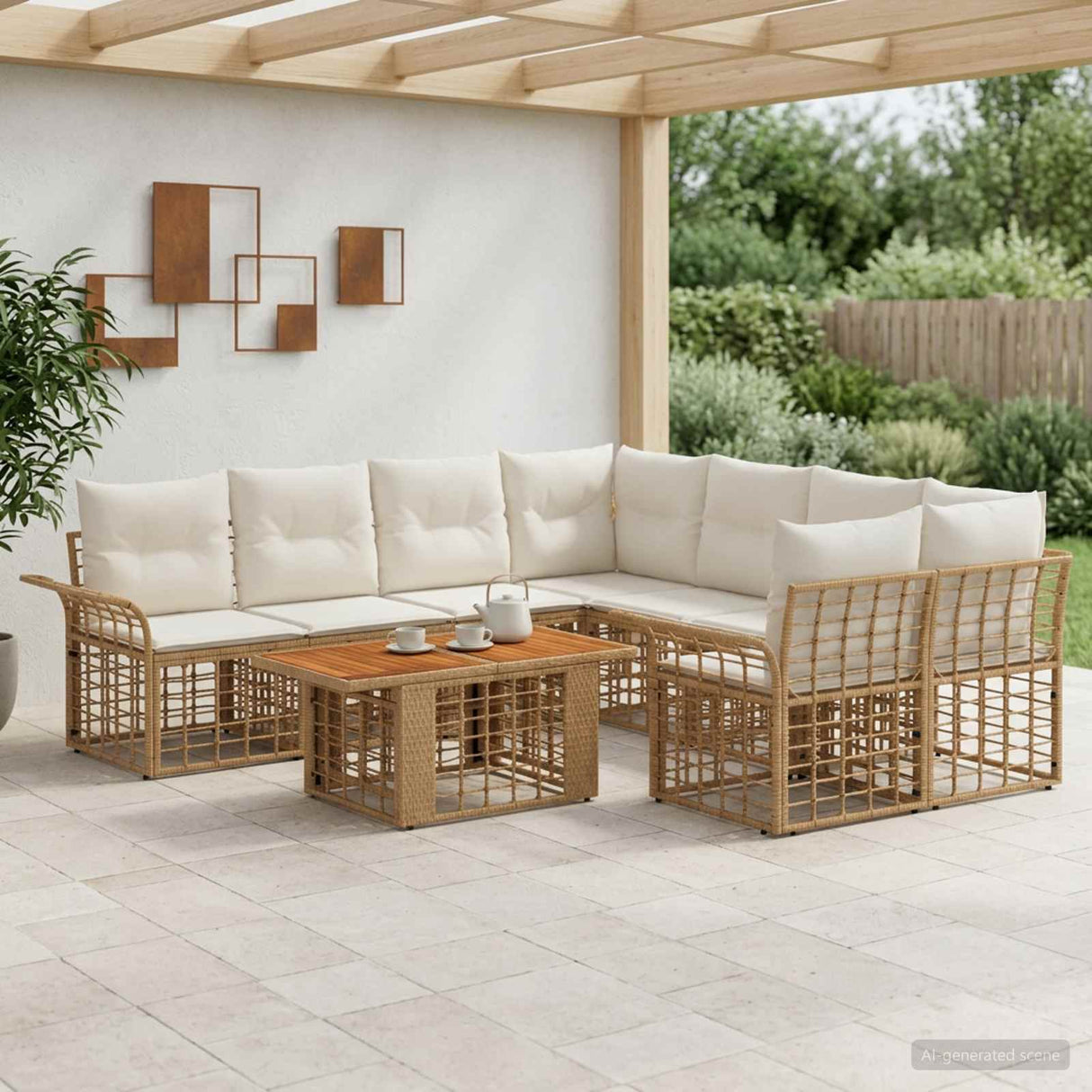 vidaXL Tuinbank Set 9 st Zwart en Donkergrijs poly rattan