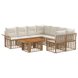 vidaXL Tuinbank Set 9 st Zwart en Donkergrijs poly rattan