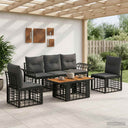 vidaXL Garden Sofa Set 6 pcs Black and Dark Grey poly rattan