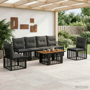 vidaXL Tuinbank Set 7 st Zwart en Donkergrijs poly rattan