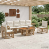 vidaXL Tuinbank Set 7 st Zwart en Donkergrijs poly rattan