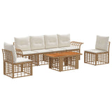 vidaXL Tuinbank Set 7 st Zwart en Donkergrijs poly rattan