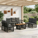 vidaXL Tuinbank Set 8 st Zwart en Donkergrijs poly rattan