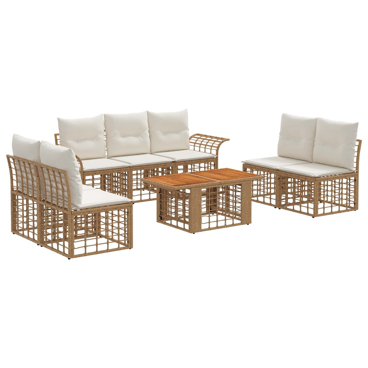 vidaXL Tuinbank Set 8 st Zwart en Donkergrijs poly rattan