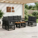vidaXL Tuinbank Set 9 st Zwart en Donkergrijs poly rattan
