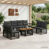 vidaXL Tuinbank Set 9 st Zwart en Donkergrijs poly rattan