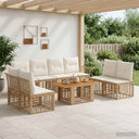 vidaXL Tuinbank Set 9 st Zwart en Donkergrijs poly rattan