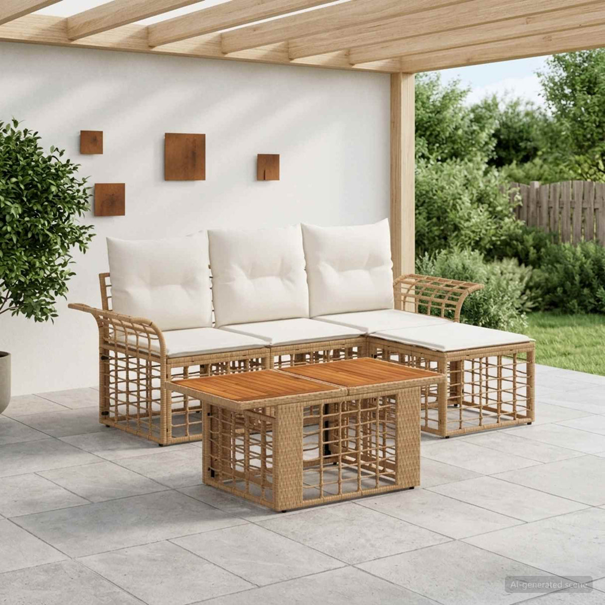 vidaXL Garden Bench Set 5 Pieces Black and Dark Grey Poly Rattan