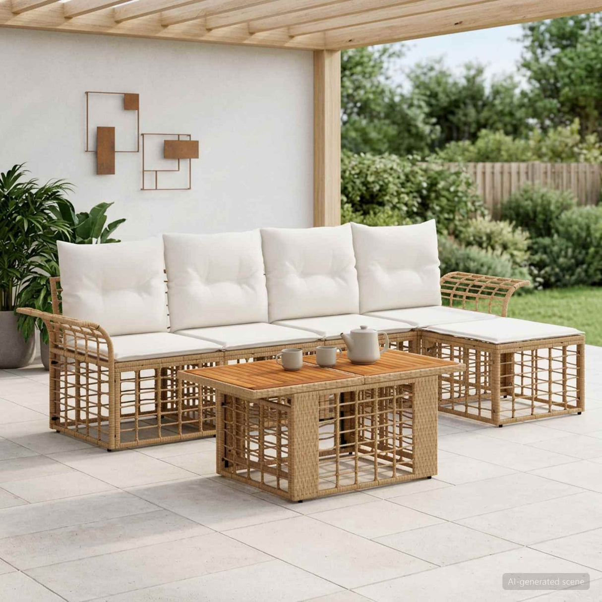 vidaXL Tuinbank Set 6 st Zwart en Donkergrijs poly rattan