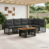 vidaXL Tuinbank Set 6 st Zwart en Donkergrijs poly rattan