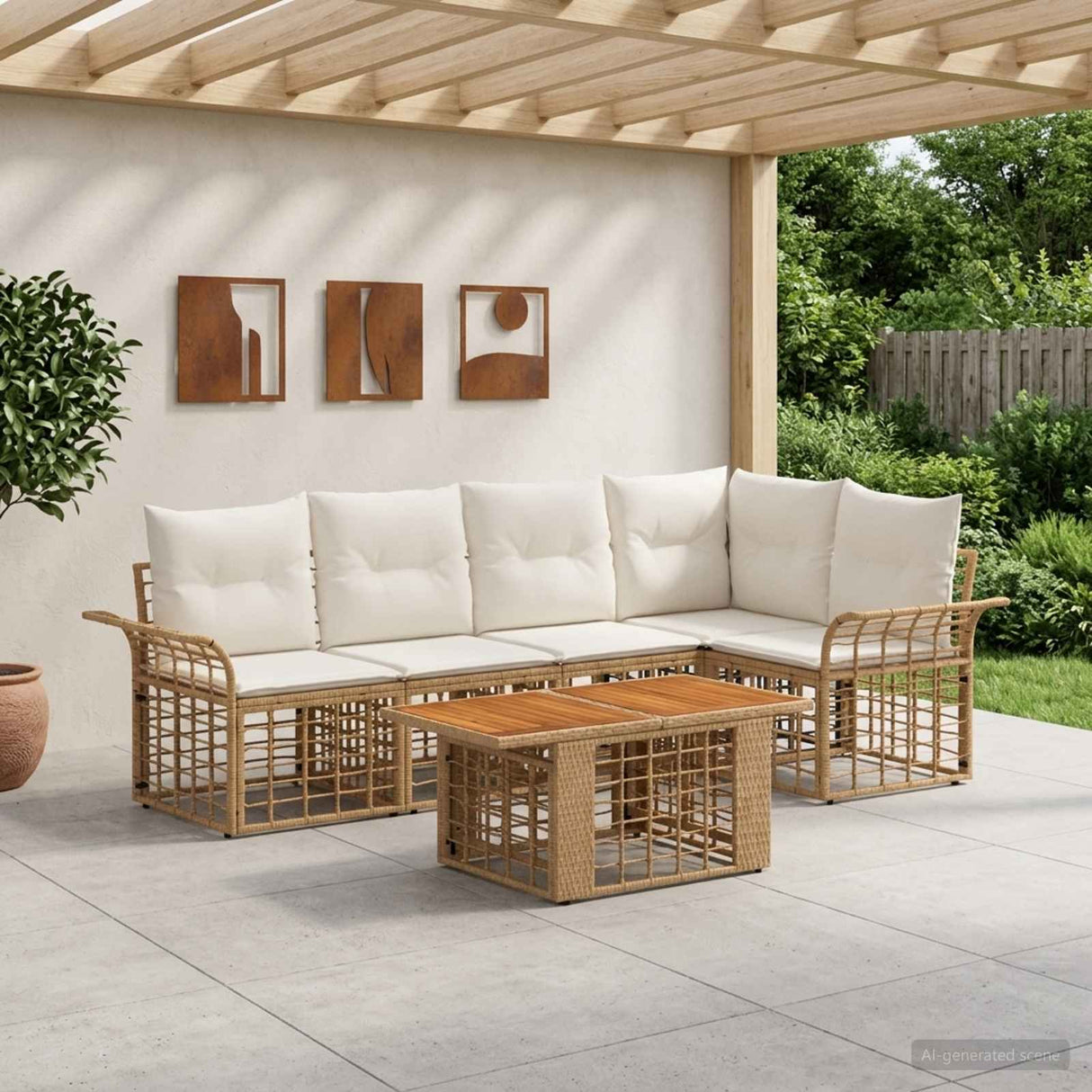 vidaXL Tuinbank Set 6 st Zwart en Donkergrijs poly rattan