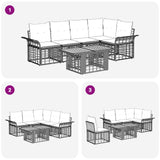 vidaXL Tuinbank Set 6 st Zwart en Donkergrijs poly rattan