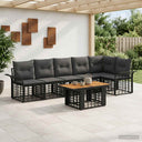 vidaXL Tuinbank Set 7 st Zwart en Donkergrijs poly rattan