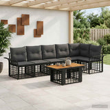 vidaXL Tuinbank Set 7 st Zwart en Donkergrijs poly rattan