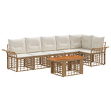 vidaXL Tuinbank Set 7 st Zwart en Donkergrijs poly rattan