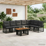 vidaXL Tuinbank Set 8 st Zwart en Donkergrijs poly rattan