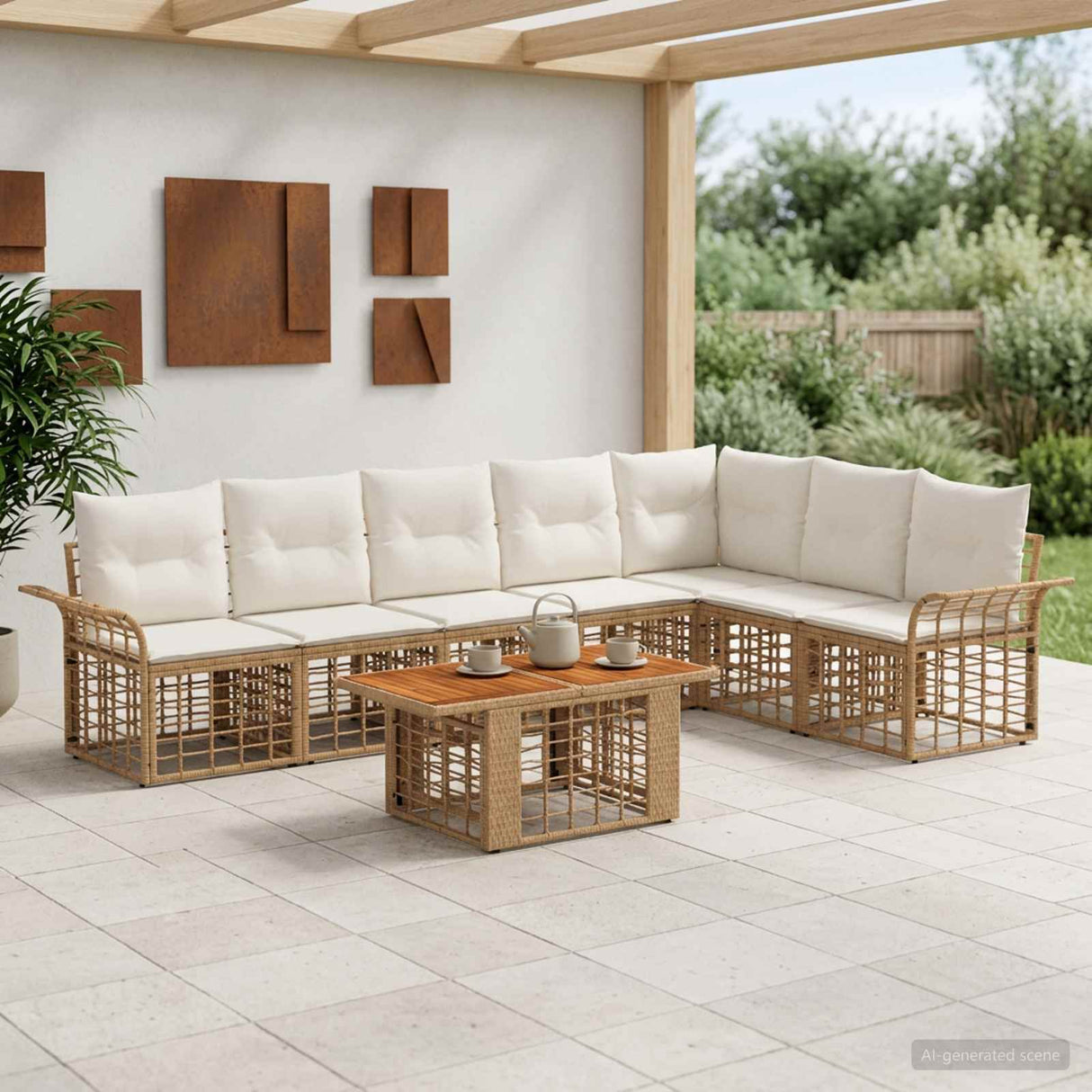 vidaXL Tuinbank Set 8 st Zwart en Donkergrijs poly rattan