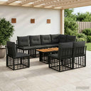 vidaXL Tuinbank Set 9 st Zwart en Donkergrijs poly rattan