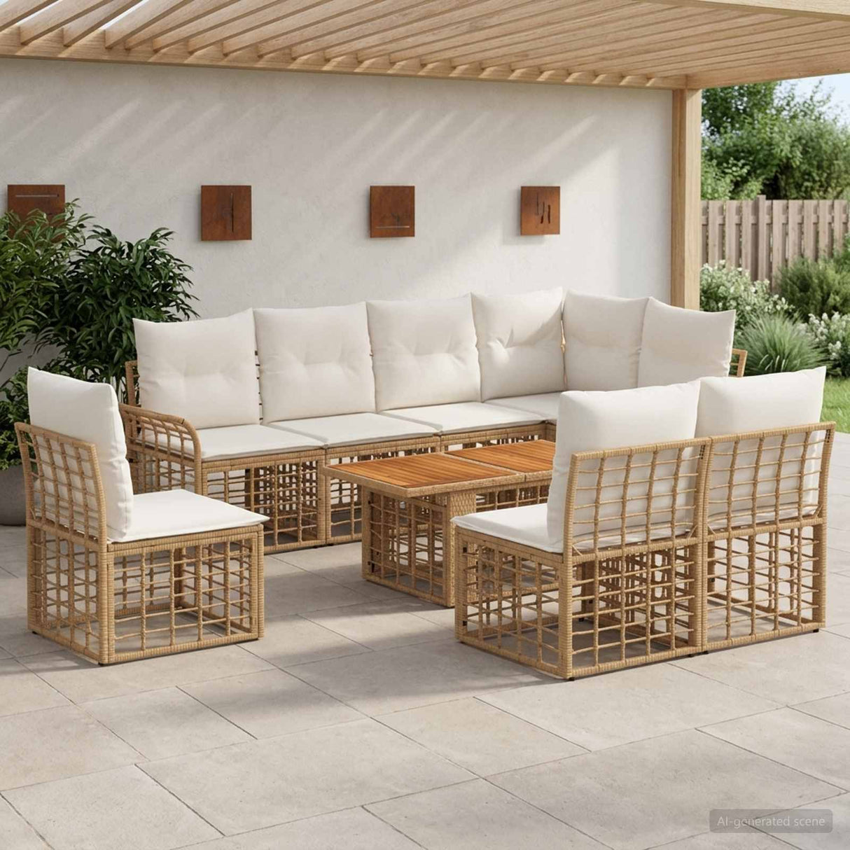 vidaXL Tuinbank Set 9 st Zwart en Donkergrijs poly rattan