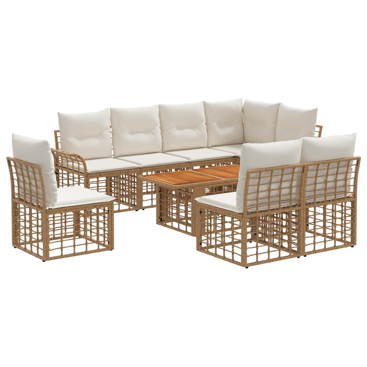 vidaXL Tuinbank Set 9 st Zwart en Donkergrijs poly rattan