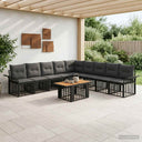 vidaXL Tuinbank Set 10 st Zwart en Donkergrijs poly rattan