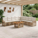 vidaXL Tuinbank Set 10 st Zwart en Donkergrijs poly rattan