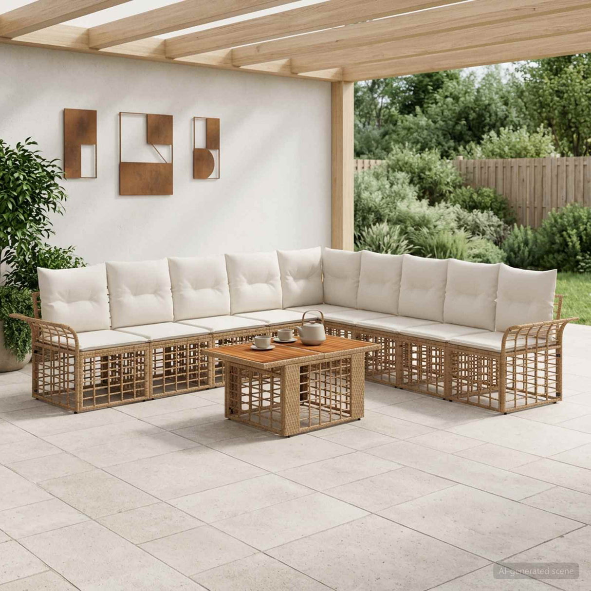 vidaXL Tuinbank Set 10 st Zwart en Donkergrijs poly rattan