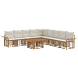 vidaXL Tuinbank Set 10 st Zwart en Donkergrijs poly rattan