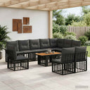 vidaXL Tuinbank Set 11 st Zwart en Donkergrijs poly rattan